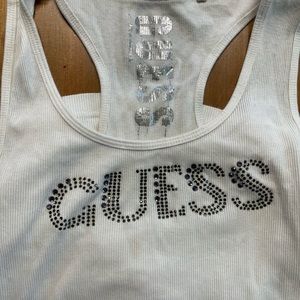 Y2k rhinestone guess tank size large